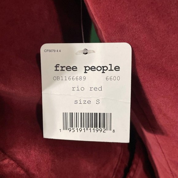 FREE PEOPLE crushed velvet heavyweight MILITARY style jacket in RIO RED sz S-NWT - Picture 13 of 15